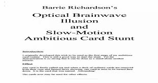 Optical Brain-Wave Illusion & Slow Motion Ambitious Card Stunt by Barrie Richardson