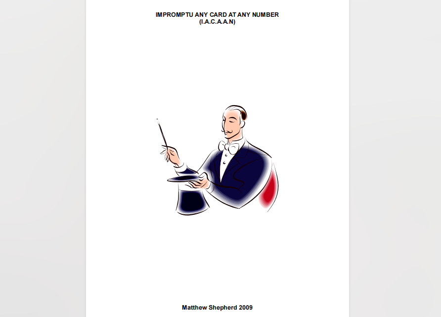 Impromptu Card at Any Number by Matthew Shepherd - I.A.C.A.A.N (official PDF eBook Magic Download)