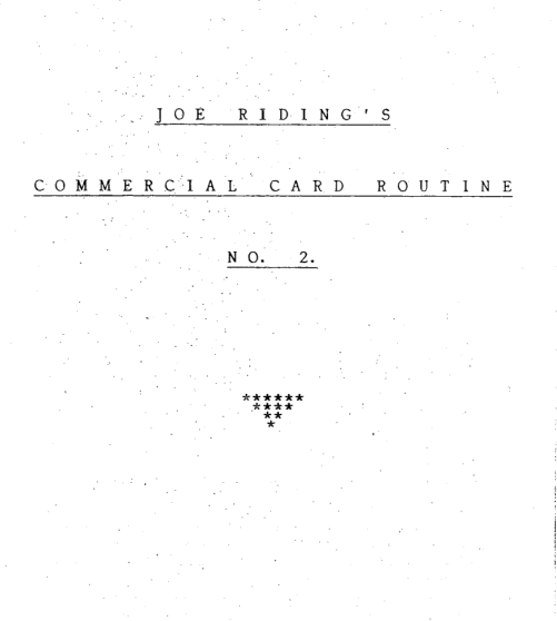 Joe Riding - Commercial Card Routine 2